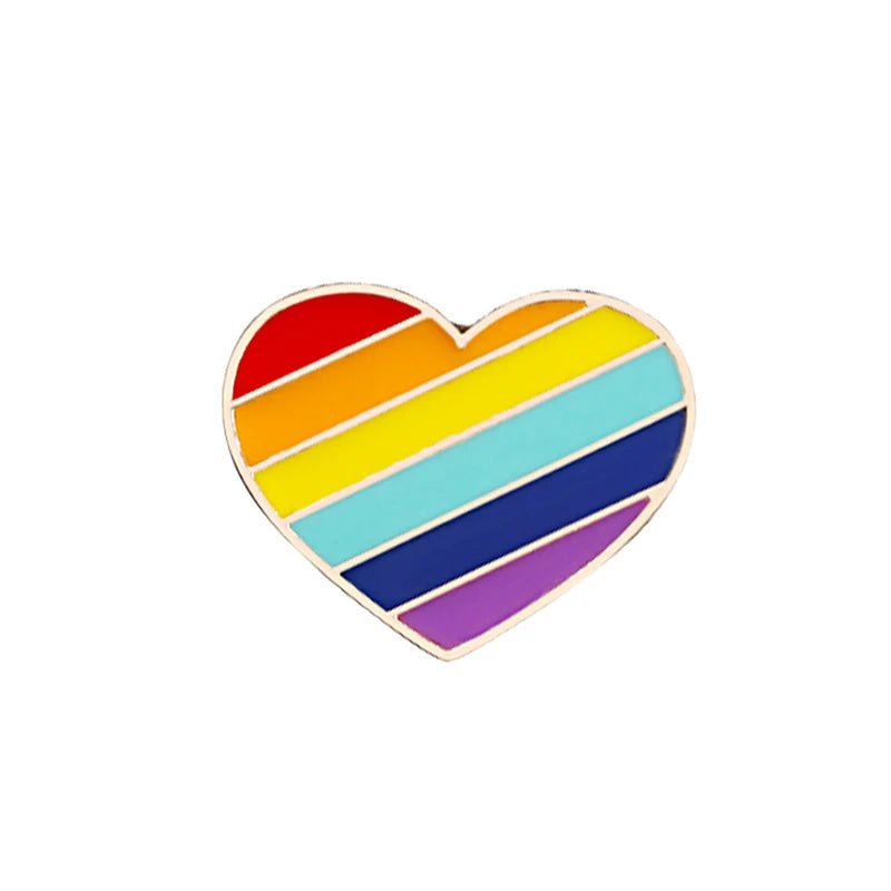 LGBT Flag Rainbow Heart Brooch Peace and Love Enamel Pins Clothes Bag Lapel Pin Gay Lesbian Pride Icon Badge Unisex Jewelry Gift Quick Pick Grocers