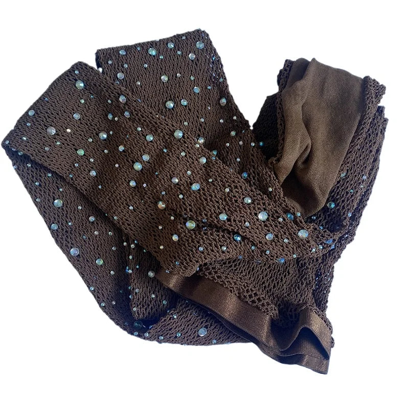 Rhinestones Latin Tights Women Professional Fishnet Tights Ballroom&Latin Dance Hard Yarn Elastic Latin Stockings Pantyhose Quick Pick Grocers