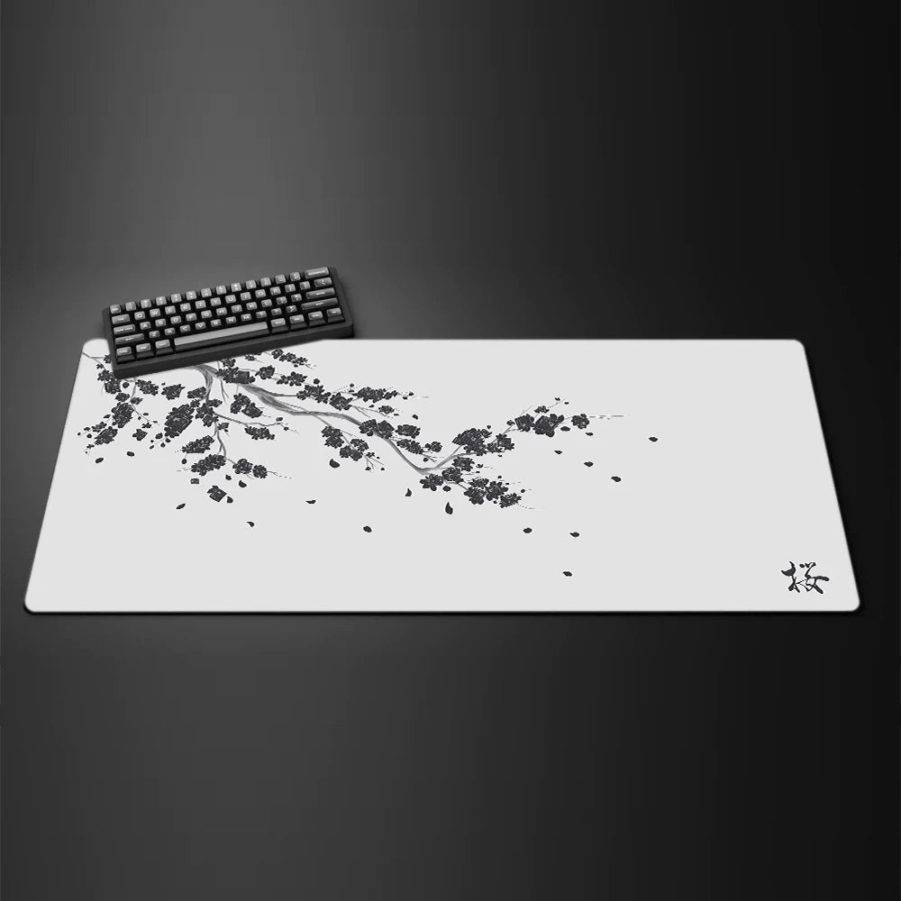 Black Sakura Gaming Mouse Pad Kawaii Purple Desk Mat Large Office Carpet Accessories Cherry Blossom Mousepad Gamer Computer Mats Quick Pick Grocers