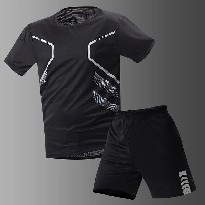 2/4/6 Pcs Plus Size Men's Quick-drying Short-sleeved Shorts Suit Men's Leisure Sports Running Fitness T-shirt Joker Shorts Teen Quick Pick Grocers