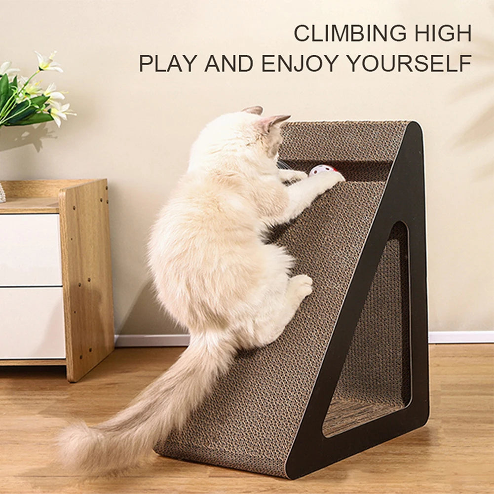 2 In 1 Cat Scratcher Cardboard Triangles Shaped With Spinnings Balls Sturdy Anti-Scratch Relieves Cat Stress Toy For Pet Use Econic Blanks
