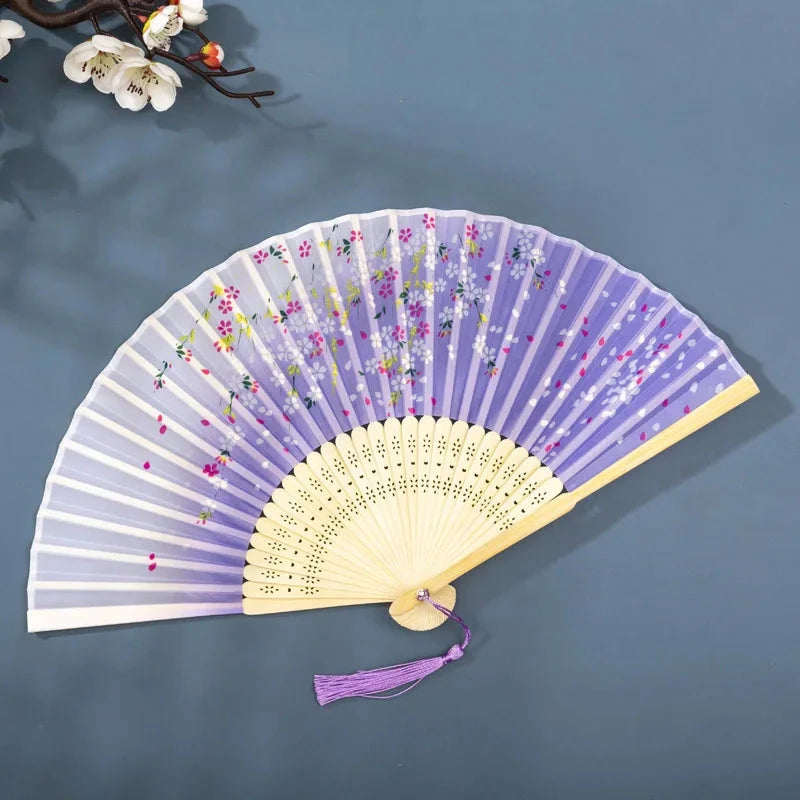 Hand Fan Foldable Silk Fan Noodles Bamboo Fan Bones Halloween Cosplay Prop Christmas Wedding Decoration Party Gifts Art Crafts Econic Blanks