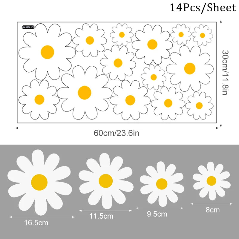 White Daisy Flower Wall Stickers Kids Room Living Room DIY Art Decas Baby Nursery Home Decoration PVC Window Sticker Quick Pick Grocers