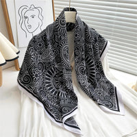 90*90Cm Square Scarf Twill Silk Feeling Women Head Shawls and Wraps Luxury Hair Tree Print Neck Scarves Hijab Bandana Pashmina Quick Pick Grocers