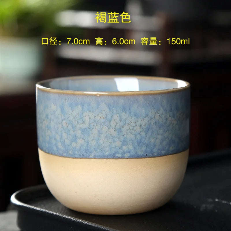 Kiln Change China Ceramic Tea Cup Pottery Jianzhan Drinkware  Temmoku Glaze Porcelain Kung Fu Cups Set for Water Latte Milk Quick Pick Grocers