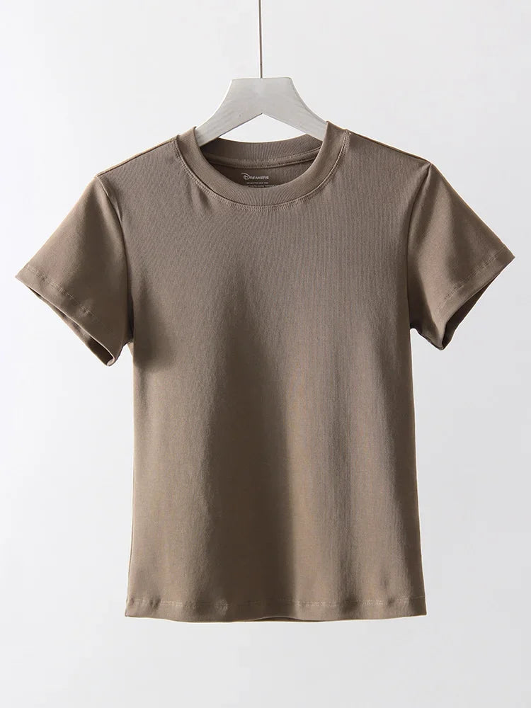 Basic T Shirts Women Cotton Slim Fit White Tops Summer Black Tees Crew Neck 100% Cotton T Shirt For Women Plain T-shirts Soft Quick Pick Grocers