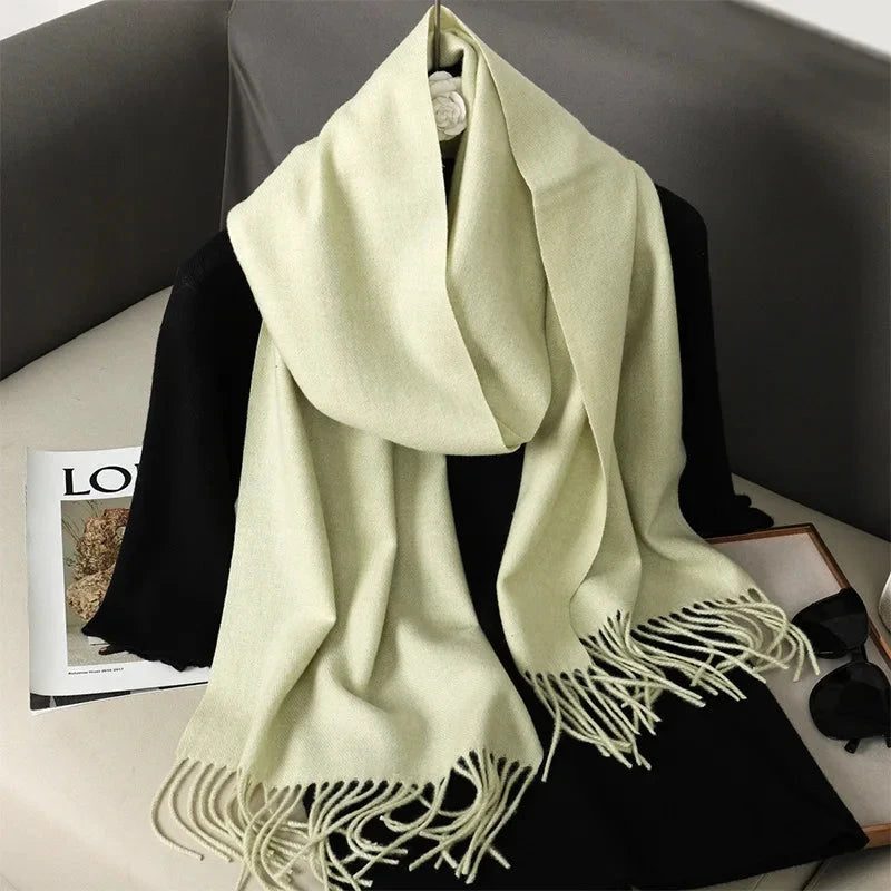 62Color Solid Women Winter Scarf Warm Thicken Cashmere Shawl Outdoor Fashion Luxury Tassels Pashmina Lady Wrap Windproof Scarves Econic Blanks