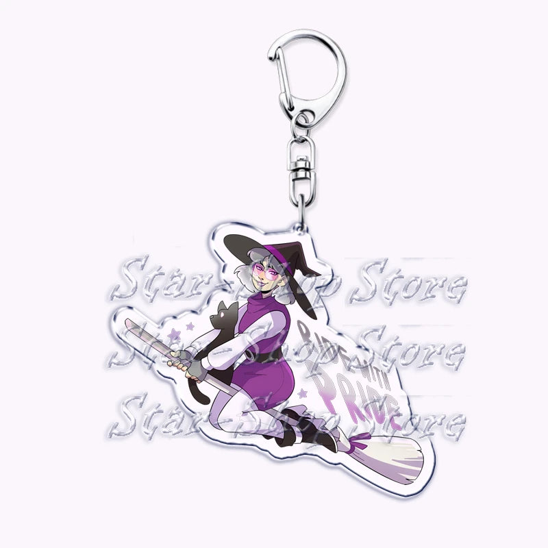 Cute Lgbt Halloween Keychain for Accessories Bag Gay Pride Lgbtq Spooky Ghost Lesbian Keyring Jewelry Rainbow Fans Friends Gifts Quick Pick Grocers