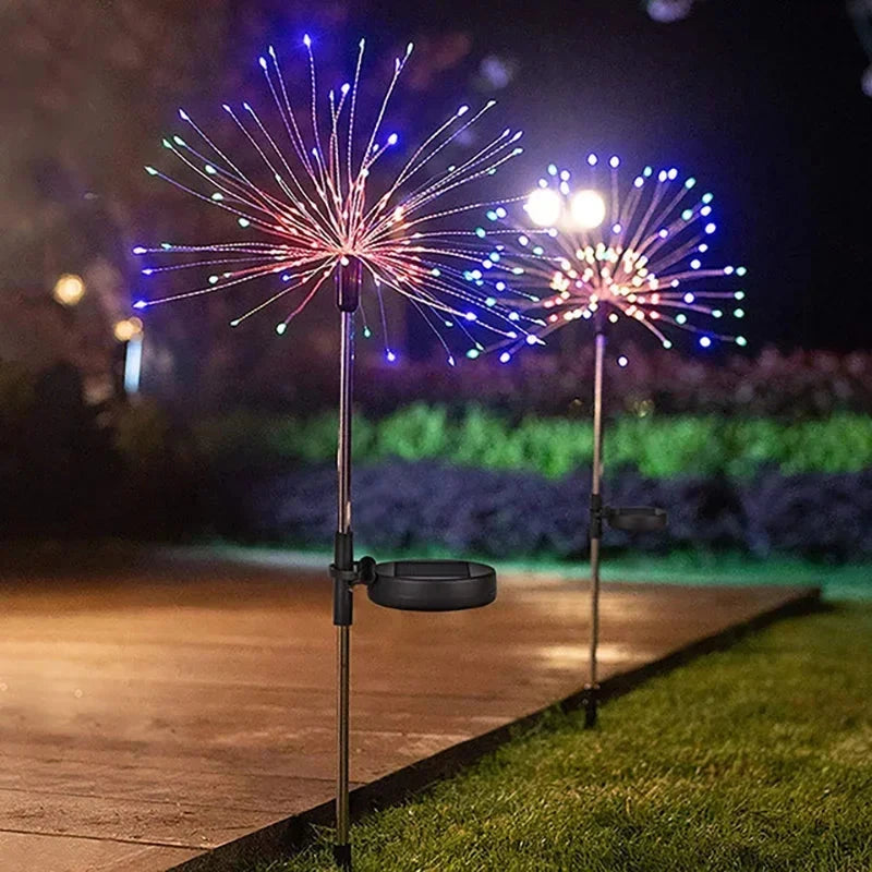 NEW 200LEDs Solar Fireworks Lights Outdoor Waterproof Solar Garden Lights 8 Lighting Modes With Remote Control Decorations Light Econic Blanks