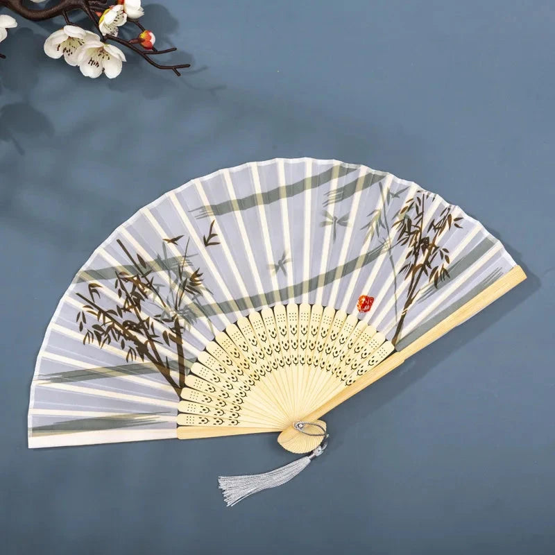 Hand Fan Foldable Silk Fan Noodles Bamboo Fan Bones Halloween Cosplay Prop Christmas Wedding Decoration Party Gifts Art Crafts Econic Blanks