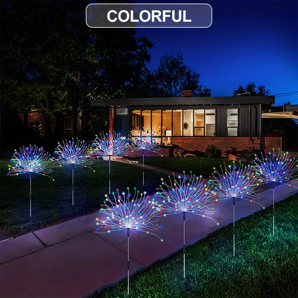 1 Pack Solar Firework Light Outdoor,IP65 Waterproof Solar Garden Flower Lights With 8 Lighting Modes For Outdoor Lighting Econic Blanks