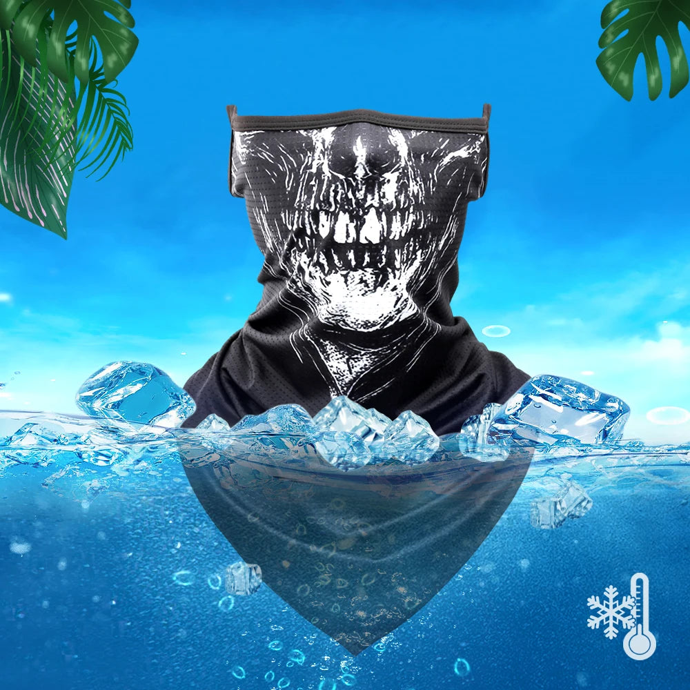 Skull Print Quick-drying Bandana Summer Scarf Breathable Half Face Cover Reusable Neck Gaiter Mask Sport Cycling Hiking Fishing Quick Pick Grocers