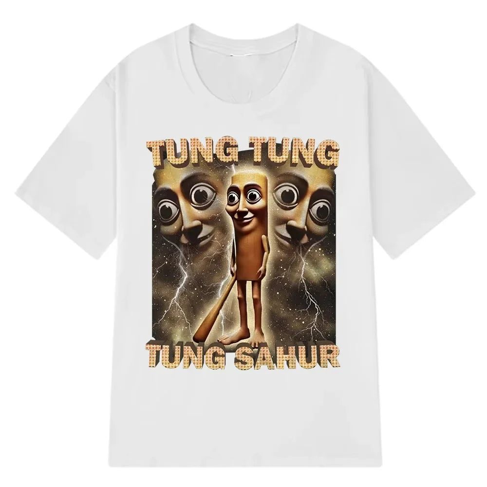 Tung Sahur Graphic Printed T-Shirt Men Summer Casual Loose Fashion Funny Round Neck Short Sleeve Tops Clothing T-shirt Unisex Quick Pick Grocers