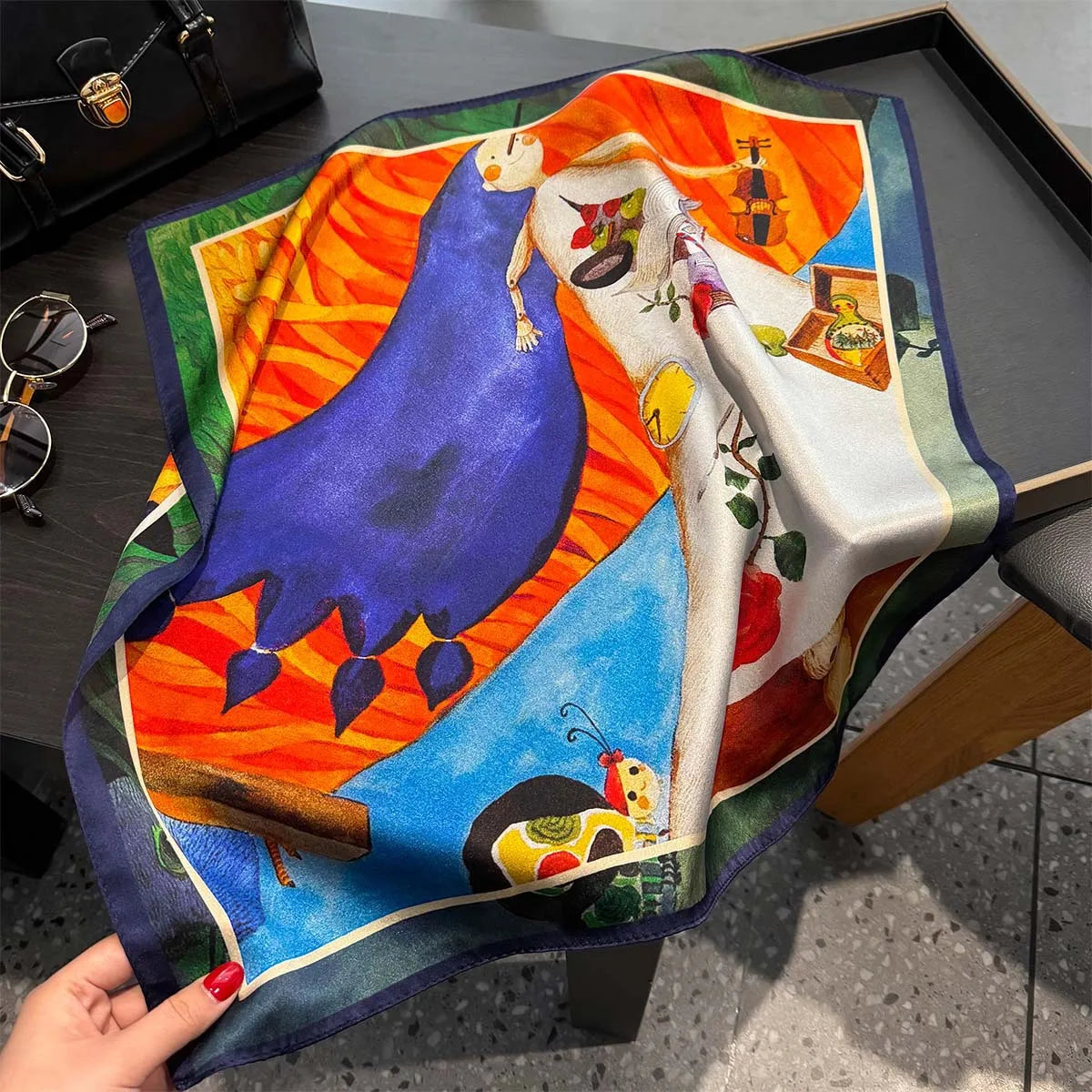 2025 Fashion 100% Real Silk Scarf 53cm Square Bandelet Women's Silk Temperament Small Scarf Neck Decorative Wrap Printed Scarves Quick Pick Grocers