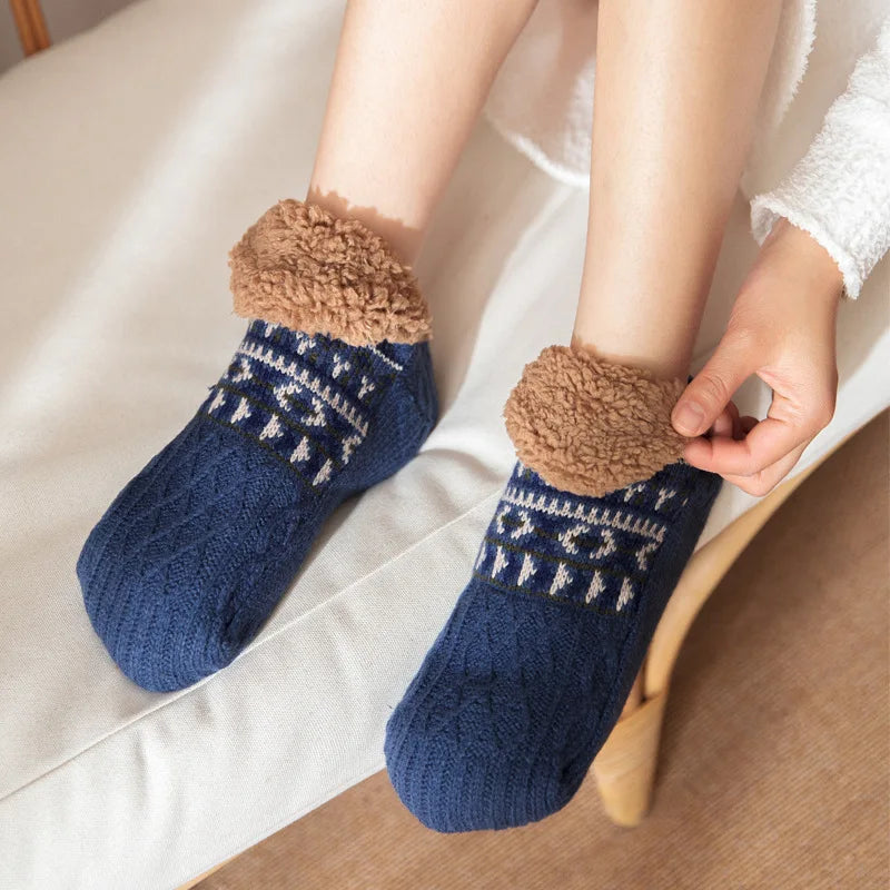 Super Warm Winter Non-slip Floor Socks Women Men Snow Socks Sleep Carpet Socks Slippers Socks Women Velvet Boot Unsiex Home Wear Quick Pick Grocers
