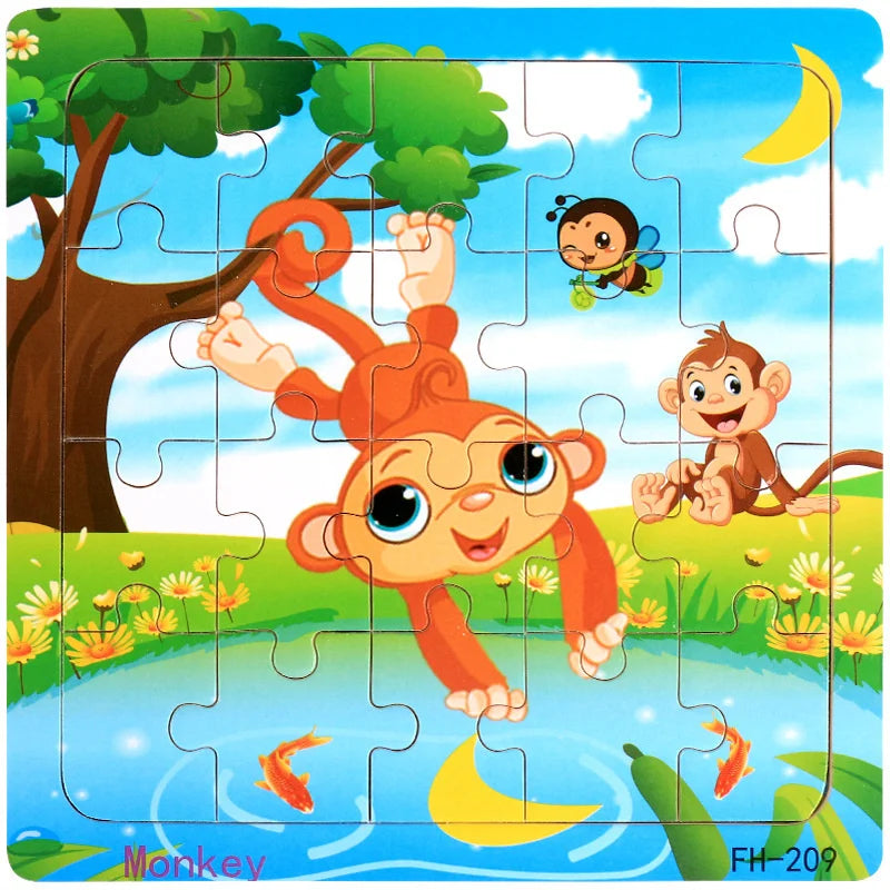 New 20 Piece Wooden 3d Puzzle Cartoon Animal Vehicle Jigsaw Puzzle Montessori Educational Toys For Kids 3-6 Years Old Quick Pick Grocers