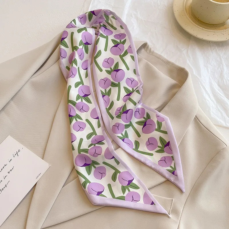 Cashew flower silk scarf, double-sided printed headband, ins decoration, versatile triangle scarf accessories Quick Pick Grocers
