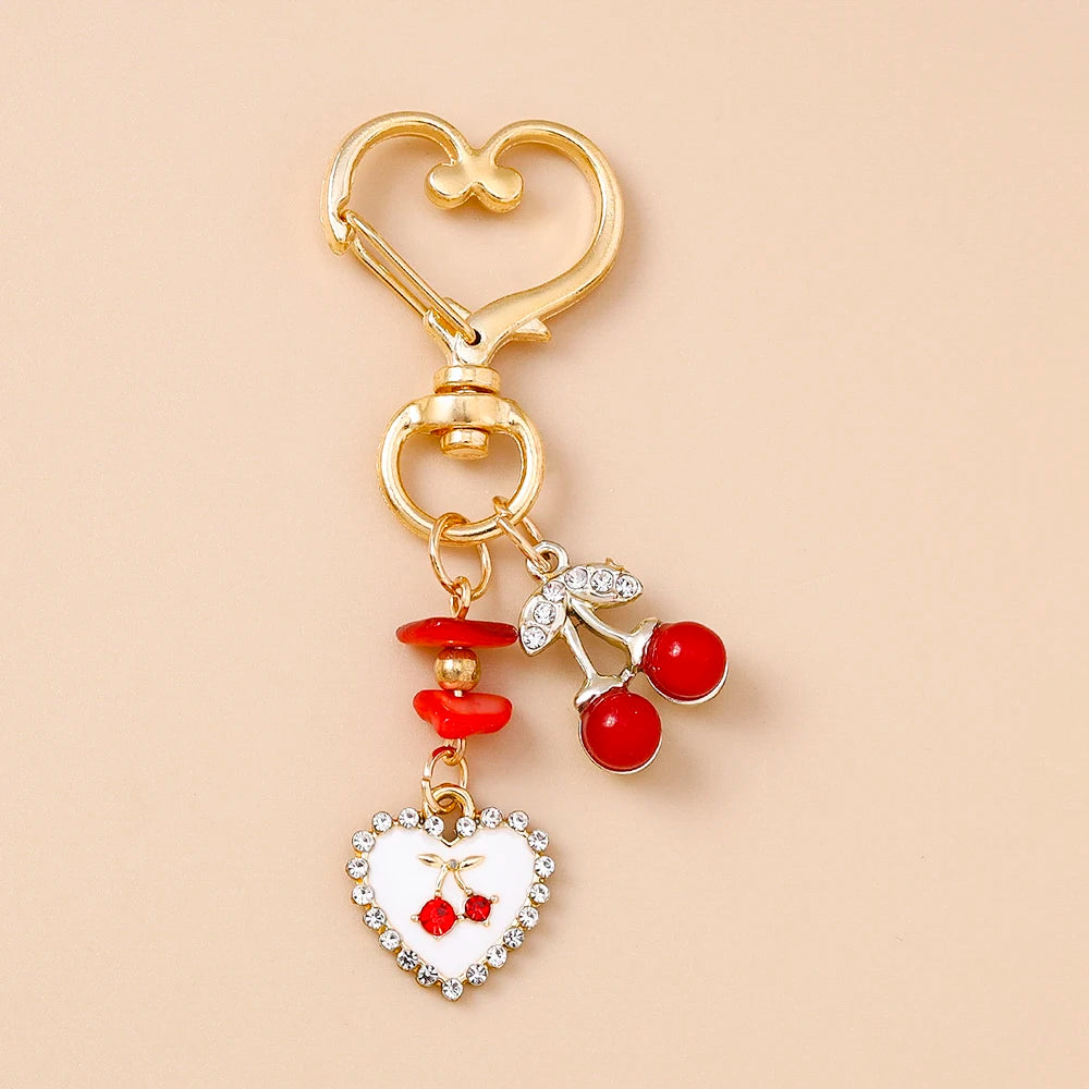 Cute Enamel Flower Butterfly Keychain Women Girls Love Heart Key Ring Pendants Handbag Decor DIY Handmade Jewelry Gifts Quick Pick Grocers