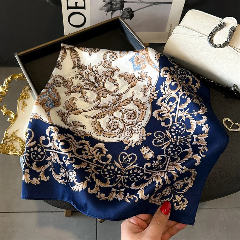2025 New Fashion 70X70cmPrinted Women's Scarf Pashmina Silk Scarf Square Shawl Decorative Headband Neck Luxury Design Bandana Quick Pick Grocers