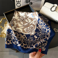 2025 New Fashion 70X70cmPrinted Women's Scarf Pashmina Silk Scarf Square Shawl Decorative Headband Neck Luxury Design Bandana Quick Pick Grocers