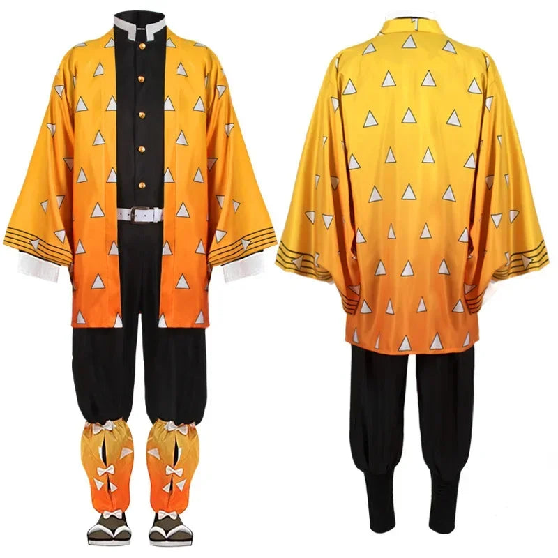 Anime Demon Moordenaar Kimetsu No Yaiba Agatsuma Zenitsu Cosplay  tuum Pruik Vrouwen Kimono Uniform Halloween Kerstfeest Kleding Quick Pick Grocers
