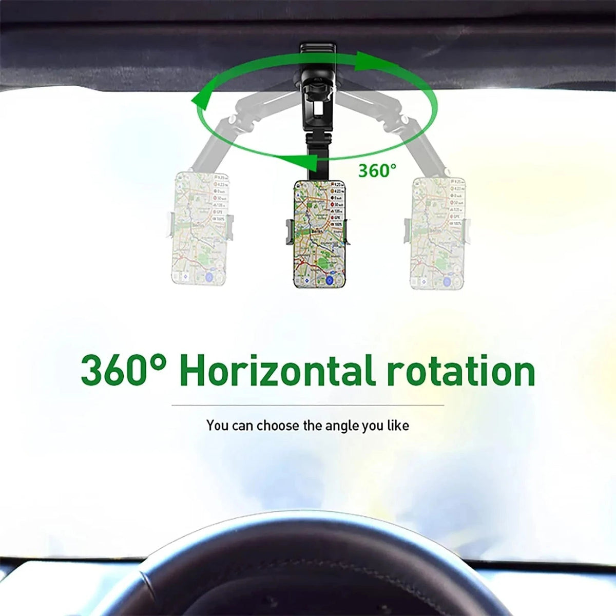 Sun Visor Phone Holder for Car Multifunctional 360° Rotating Sun Visor Cell Phone Holder with IPhone/Samsung/Android Quick Pick Grocers