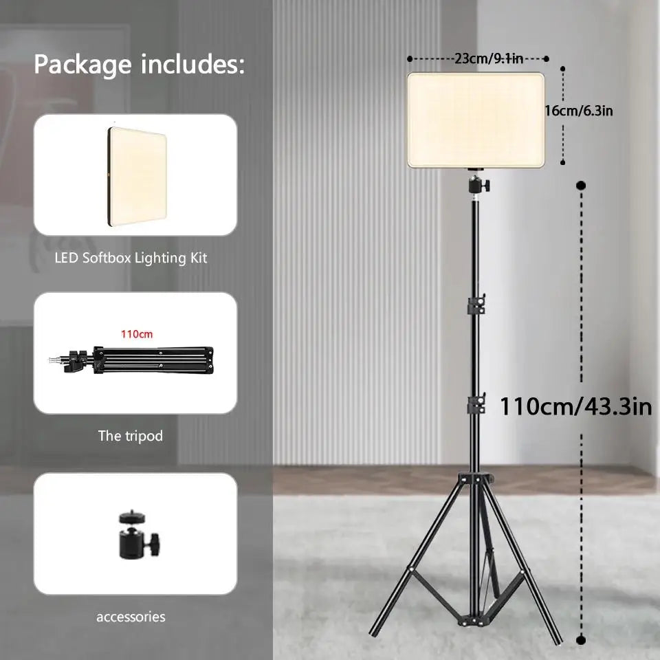 LED Video Lights Conference Photography Lighting Selfie Light Photo Studio Lamp With Tripod for Shoot Live Streaming TikTok Zoom Quick Pick Grocers
