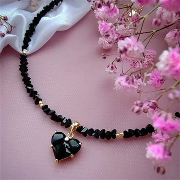 Fashion Vintage Sexy Zircon Heart Pendant Necklace For Women Female Boho Geometric Baroque Transparent Crystal Chain Jewelry Quick Pick Grocers