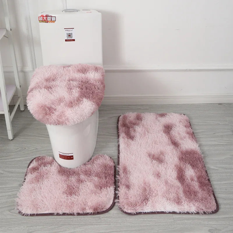 Toilet Seat Cover 3Pcs Set Bath Mat Shower Room Floor Rug Home Bathroom Anti-Slip Absorbent Doormat Bathtub Decor Carpet Quick Pick Grocers