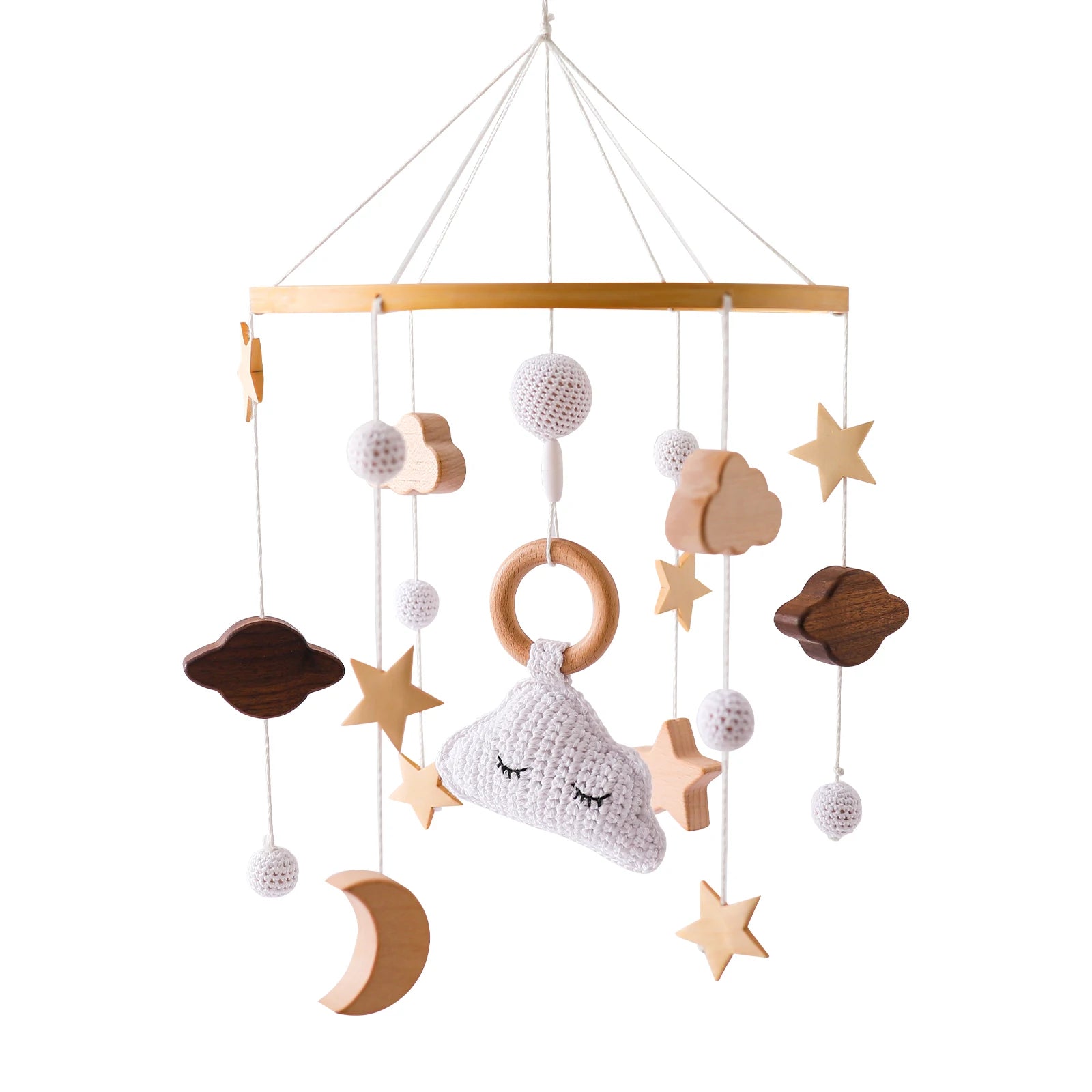 Baby Wooden Bed Bell Cartoon Rabbit Mobile Hanging Rattles Toy Hanger Crib Mobile Bed Bell Wood Toy Holder Arm Bracket Kid Gifts Purest Peak