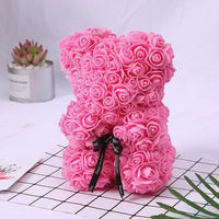 25cm Artificial Teddy Rose Flower Bear with Box Romantic Valentines Day Gift Girlfriend Women Anniversary Wedding Party Supplies Quick Pick Grocers