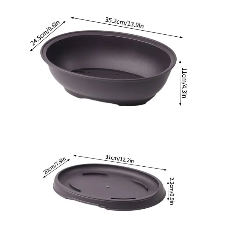 Rectangular Flowerpots Plastic Bonsai Plants Pot Square for Flower Balcony Garden Yard Landscape Bonsai Pot Trays Home Decor Quick Pick Grocers