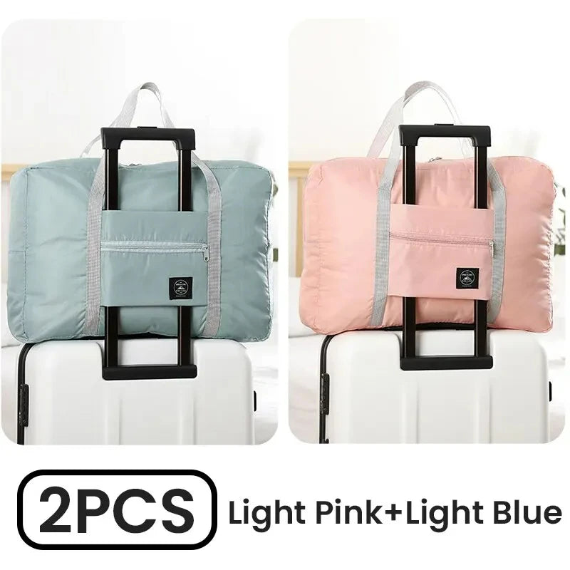 2 Pack Foldable Travel Duffel Bag for Airlines Carry on Bag Weekender Overnight Hospital Tote Bag Gym Duffel Bag Women Men Quick Pick Grocers