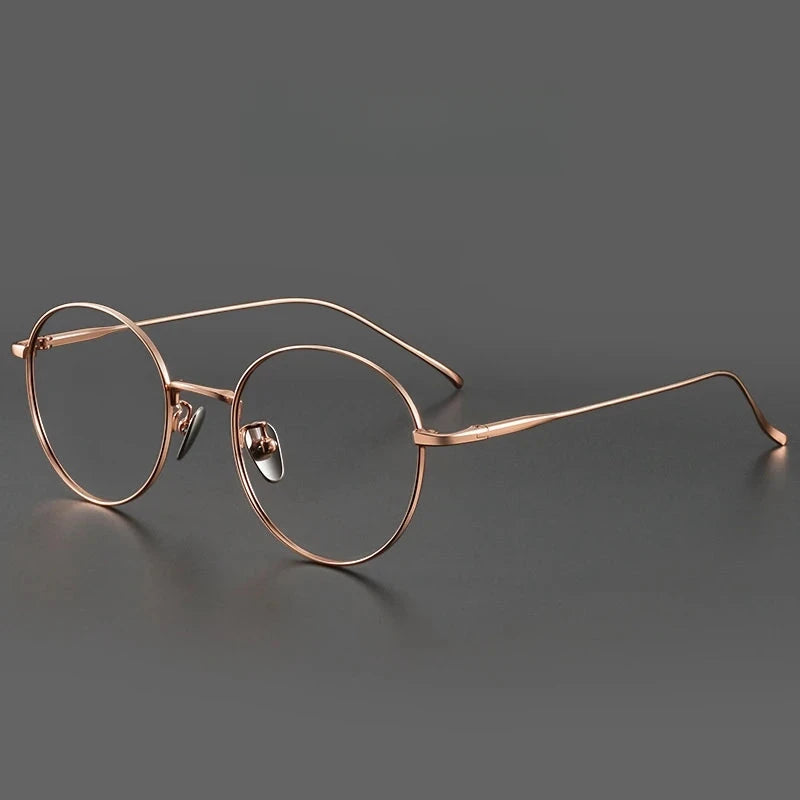 FIRADA Vintage Comfortable Eyeglasses Fashion Round Pure Titanium Eyewear Luxury Prescription Glasses Frame For Men Women ST1644 Econic Blanks