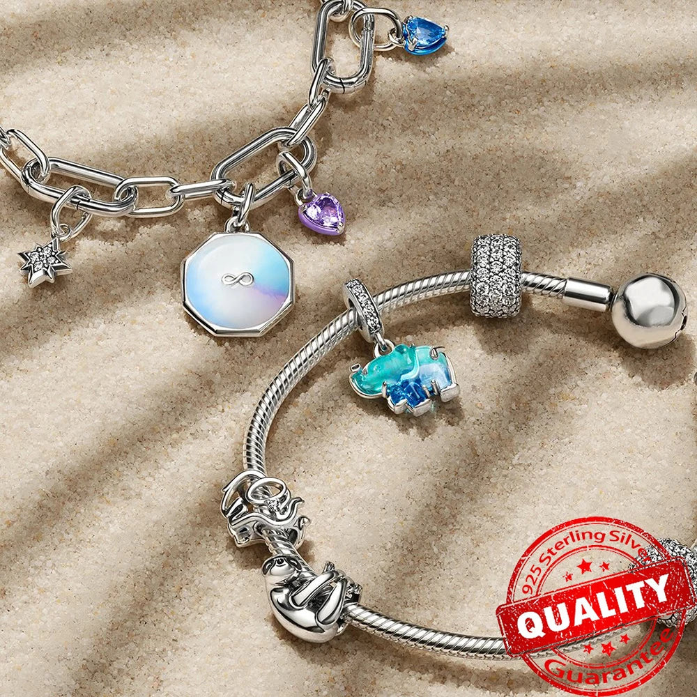 Sparkling Star Mini Dangle Charm Fit Brand Me Bracelet 925 Sterling Silver Me Series Green Heart Mini Charm Girl Party Jewelry Econic Blanks