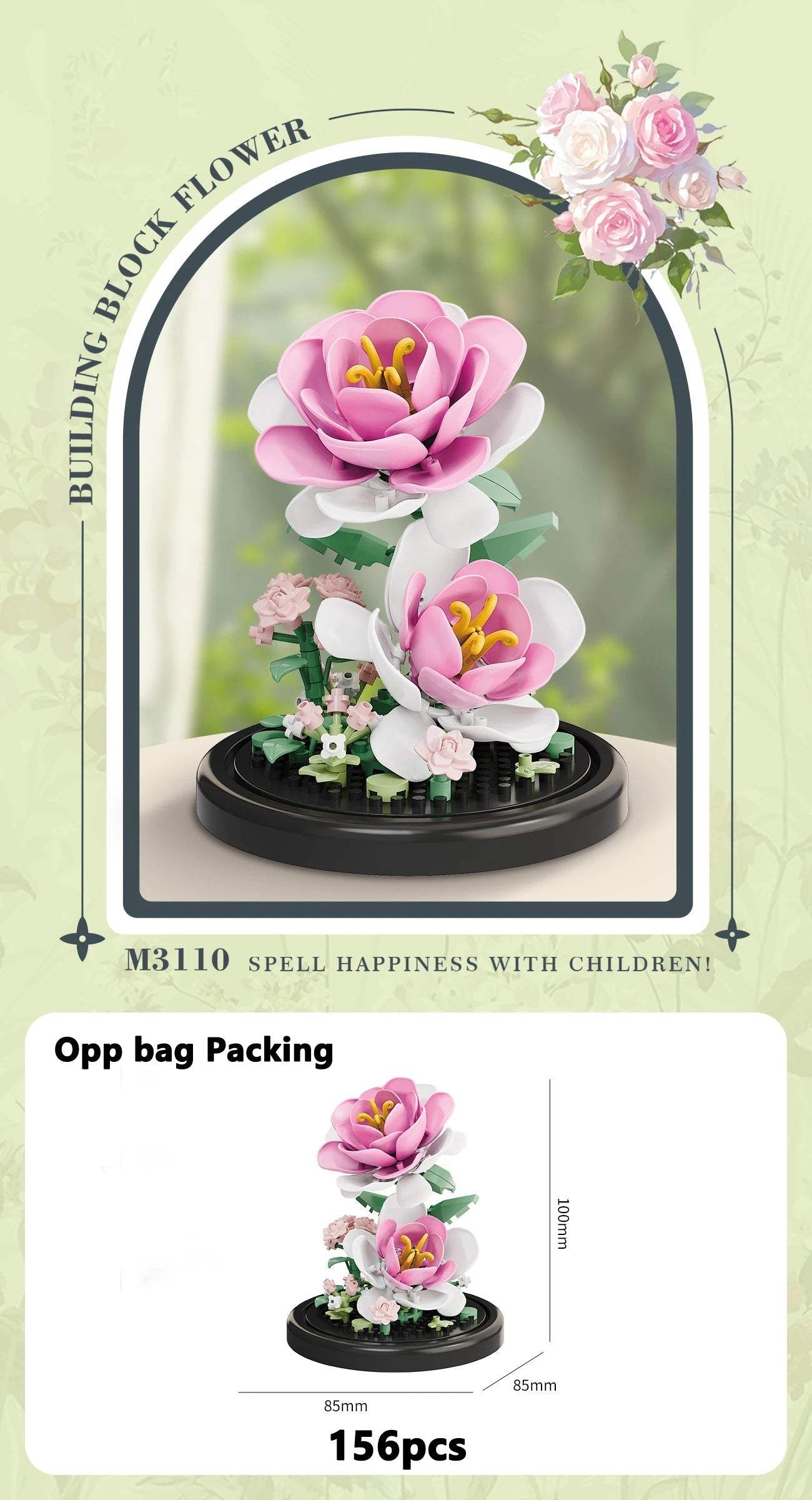 Eternal Flower Bouquet Bonsai Potted Plant Micro Building Blocks Model Home Decoration Puzzle Toys Kids Birthday Christmas Gifts Purest Peak Salt