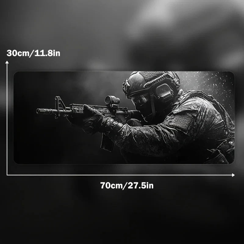 Large Mouse Pad Tactical Soldier Design Non-Slip XXL desk pad gaming accessories Stitched Edges for Home and game for fps gamer Econic Blanks