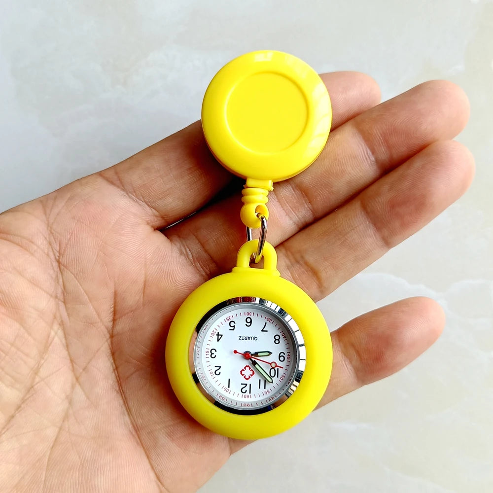 Retractable Blank Simple Nurse Doctor Hospital Pocket Watch Badge Reel Clip Hang Colourful Pendant Dress Watches Clock Quick Pick Grocers