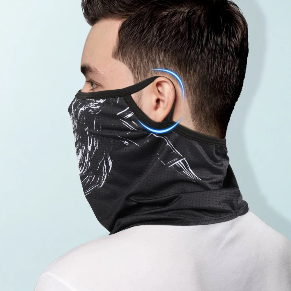 Skull Print Quick-drying Bandana Summer Scarf Breathable Half Face Cover Reusable Neck Gaiter Mask Sport Cycling Hiking Fishing Quick Pick Grocers