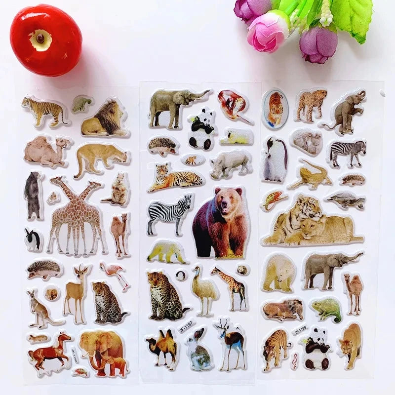 10 Sheets 3D Puffy Stickers Animals Bulk Stickers Scrapbook Decoration Birthday New Year Christmas Gifts for Kids Boys Girls Quick Pick Grocers