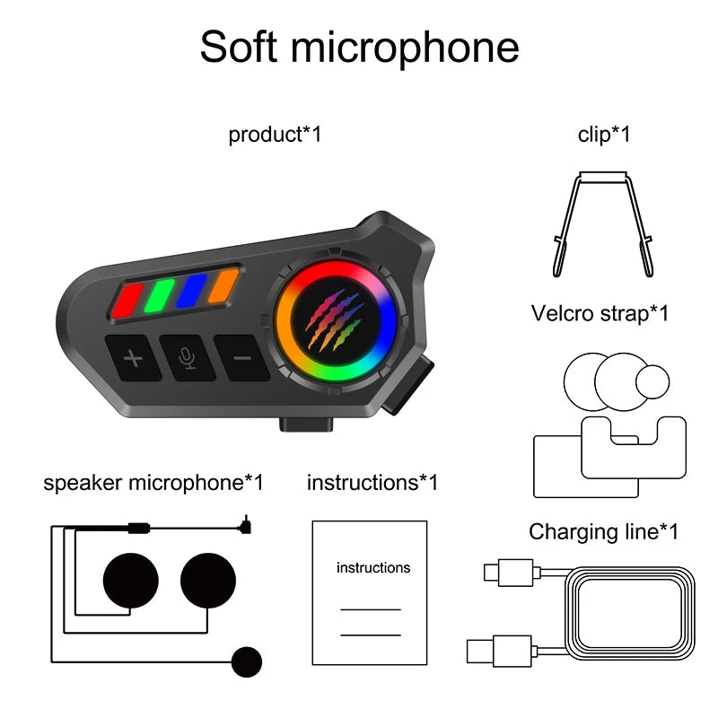 Wireless Bluetooth 5.4 Helmet Headset Hands-Free Call Motorcycle Earphone Waterproof MP3 Music Player Speaker Kit for Moto Quick Pick Grocers