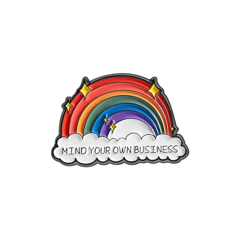 LGBTQ Pride Collect You Are Safe With Me Enamel Pins Rainbow Spaceship UFO Shield Cat Brooches Lapel Badges Jewelry Lover Gifts Quick Pick Grocers