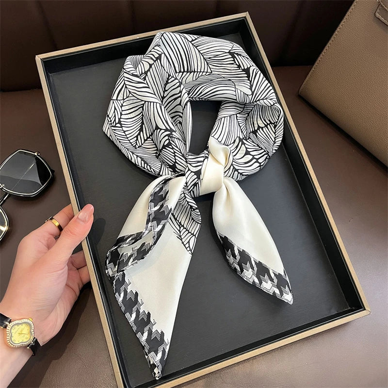 Bohemian Style Print Luxury Brand Silk Square Scarf Women Satin Shawls Neckerchief Wrap Scarves Bandana Hair Hjiab Floral Quick Pick Grocers
