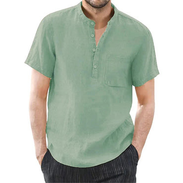 Men's Short Sleeve T-shirt Cotton and Linen Casual Men T-shirts Solid Color Summer Shirt Male Cozy Breathable Quick Pick Grocers