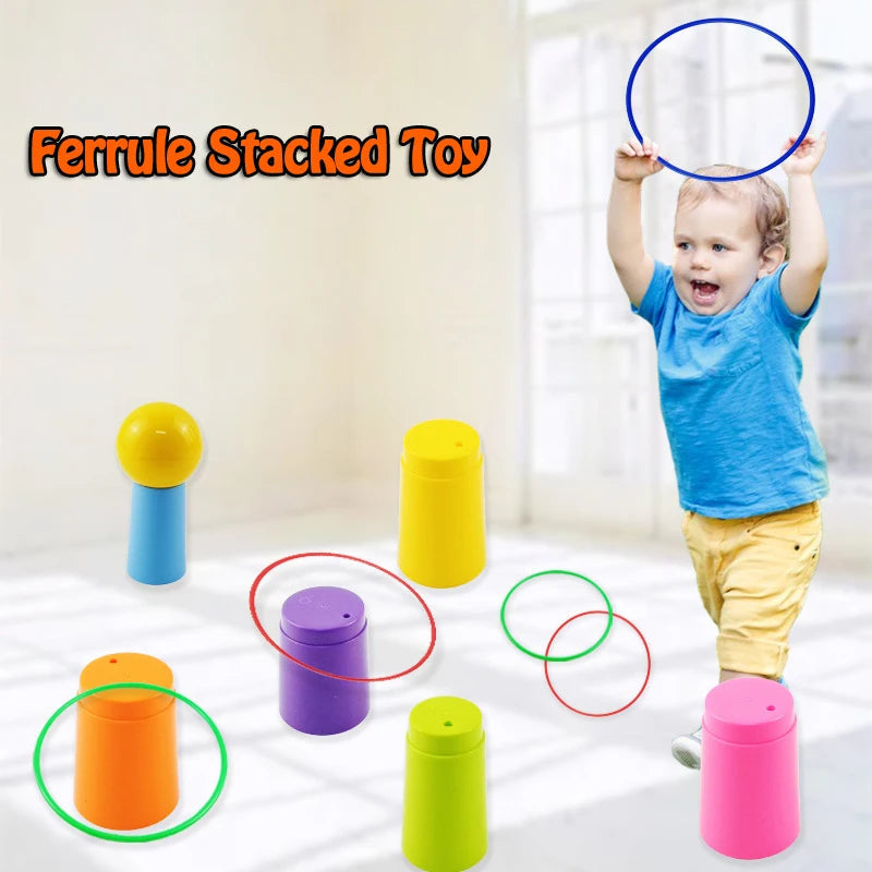 Children Throw Circle Game Ferrule Stacked Toys Fun Indoor Outdoor Parent-Child Interactive Circle Layers Early Education Gift Quick Pick Grocers