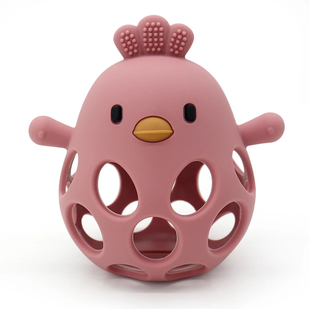 1PC Baby Silicone Teether Toys Cartoon Chick Shape Baby Toys Hollow Out Baby Care Equipment Chewing Training Baby Products Quick Pick Grocers