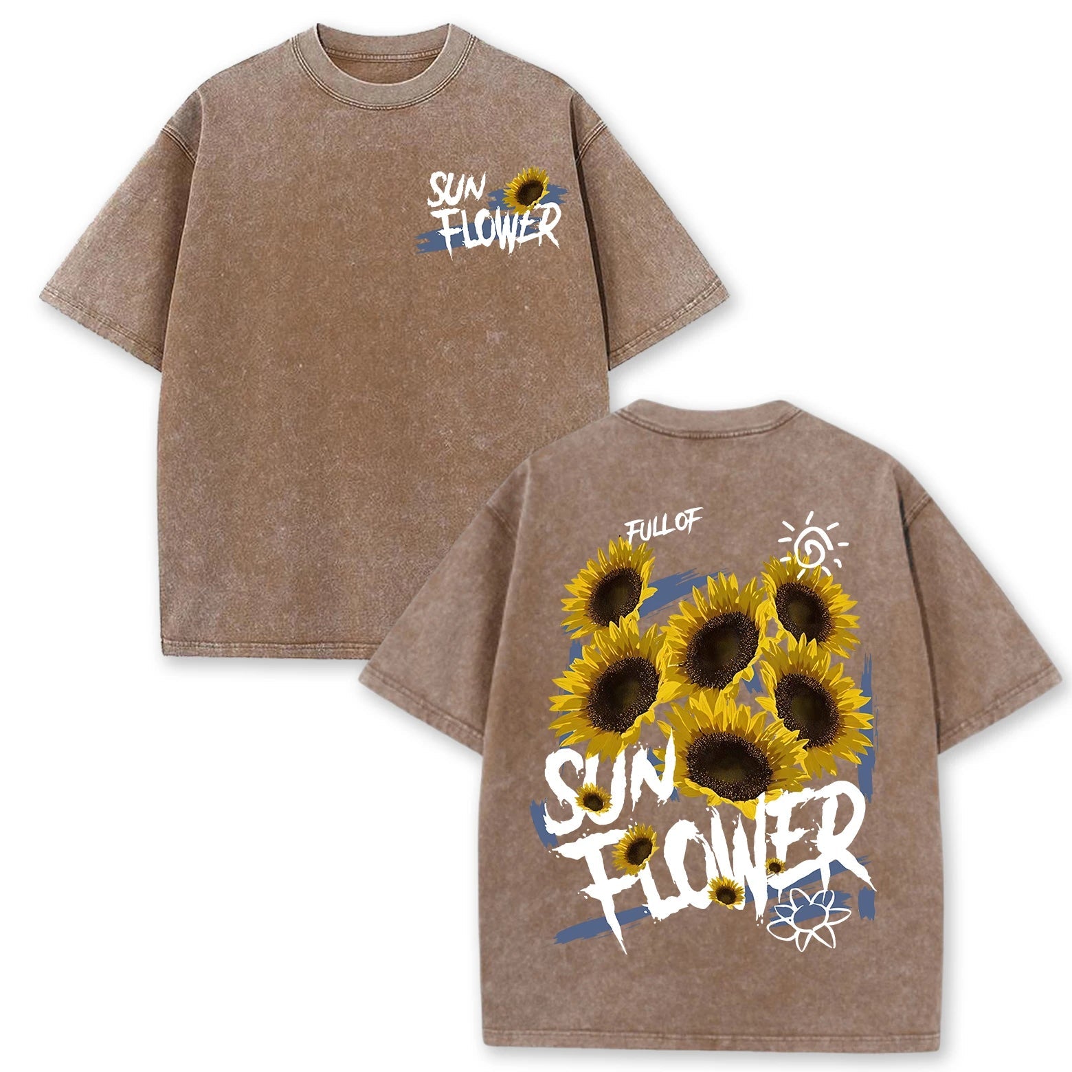 Lift Is Good Beautiful Sunflower Print Washed T Shirts Women Soft Cotton T-Shirt Street Creative Short Sleeve Summer Casual Tops Quick Pick Grocers