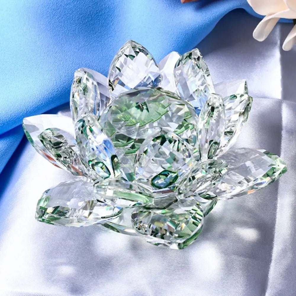 Feng shui Quartz Crystal Lotus Flower Crafts Glass Paperweight Ornaments Figurines Home Wedding Party Decor Gifts Souvenir Quick Pick Grocers