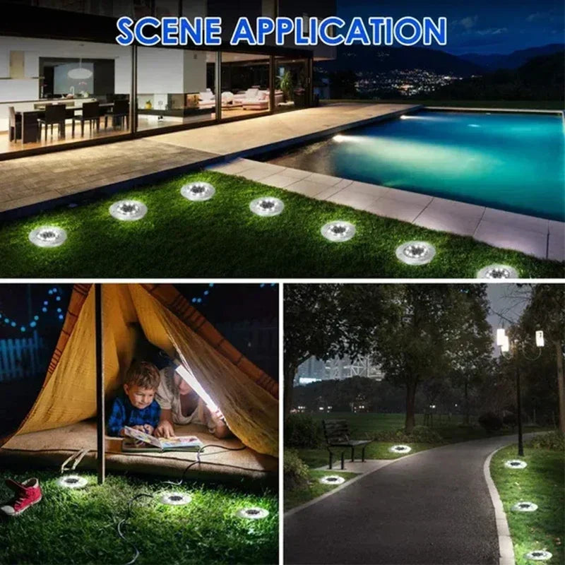 1/4/8Pcs Solar Lights Outdoor 8/20LEDs Disk Underground Lamp Spotlight Buried Solar Light for Home Garden Lawn Yard Decoration Quick Pick Grocers