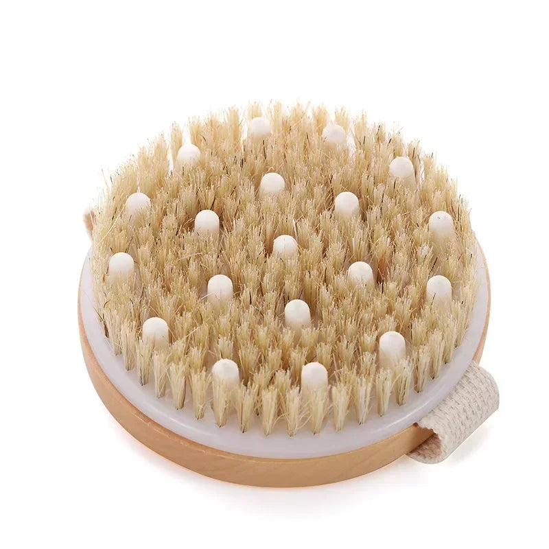 2 In 1 Dry Skin Body Massage Brush Natural Bristle Dead Skin Remover Anti Cellulite Exfoliates Blood Circulation Massage Tools Quick Pick Grocers